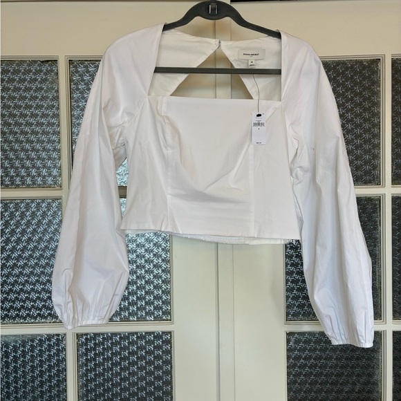 Banana Republic White Poplin Cropped Shirt NWT - Picture 3 of 6